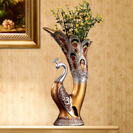 时尚孔雀插花摆件 高档花瓶